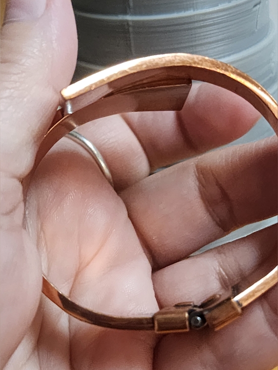 Vintage Matisse Renoir Nile Copper Enamel Drip Mid- Century Hinged Cuff - Picture 7 of 7